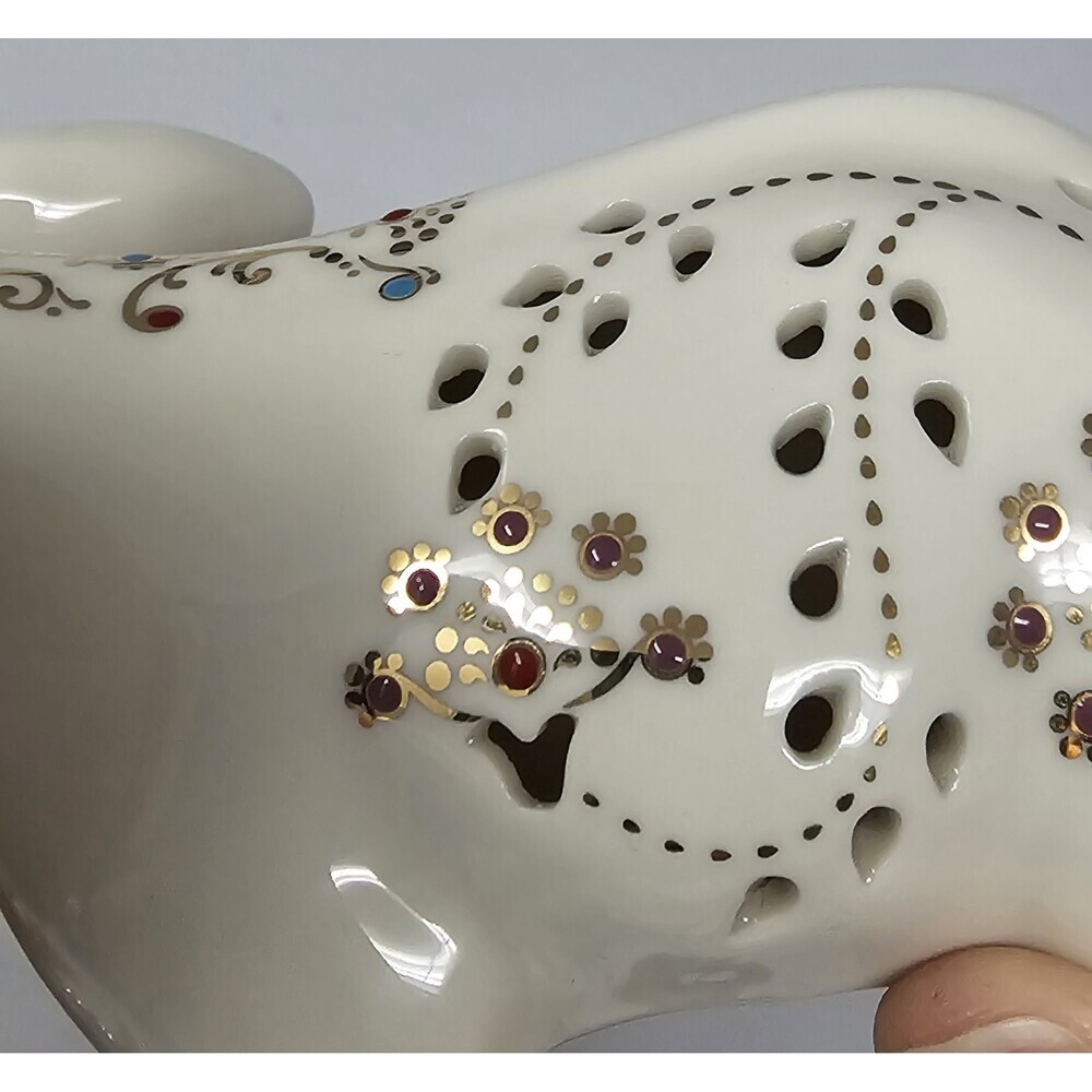 Lenox Jewels of Light Elephant Pierced Ivory Fine China Sculpture 24k Gold NEW - Picture 9 of 10